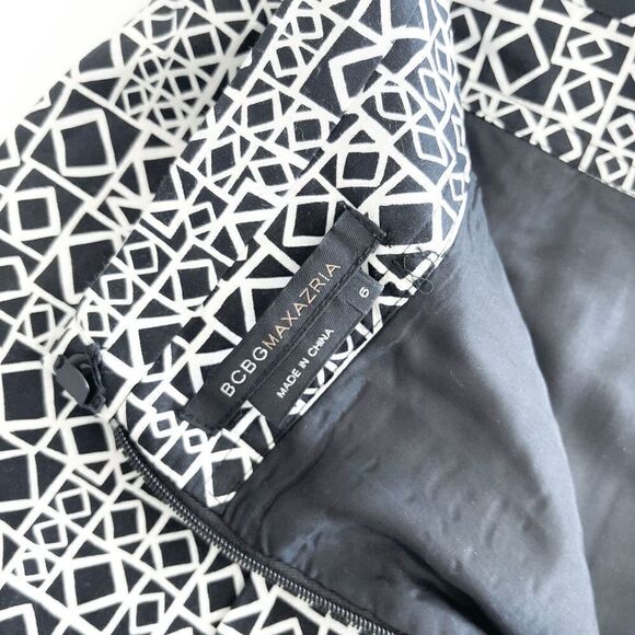 BCBGMAXAZRIA Women's Knee Length Skirt Abstract Black White Size 6 - Picture 5 of 8